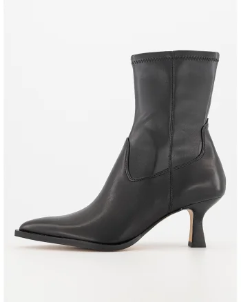 Botine de piele si piele intoarsa sintetica cu varf ascutit, Negru