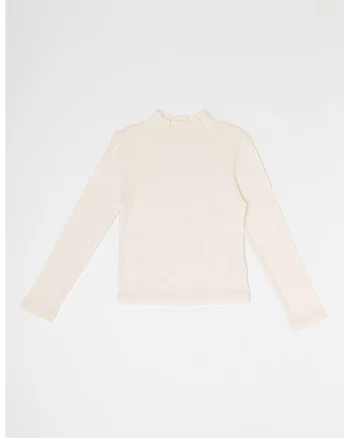 Bluza din bumbac si amestec de modal, Alb fildes