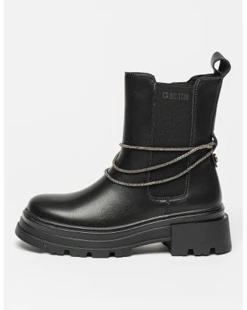 Ghete Chelsea cu accesoriu, Negru