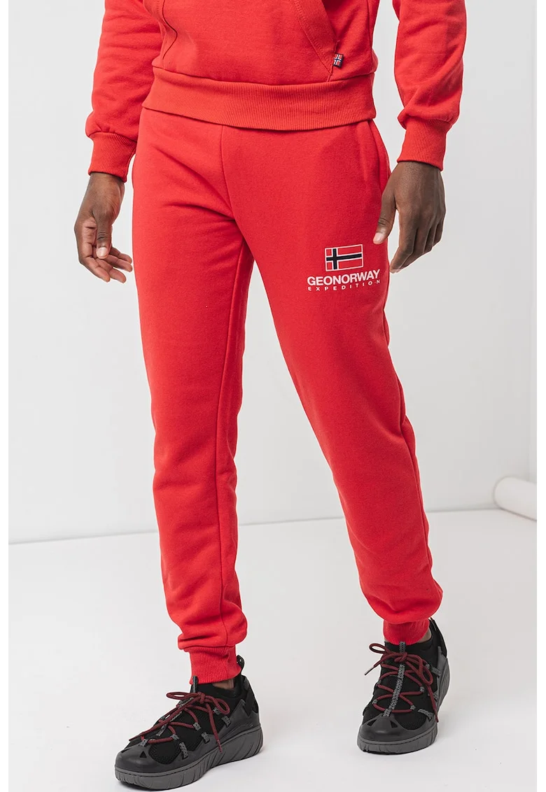 Pantaloni de trening din amestec de bumbac cu logo Max, Rosu vermillion