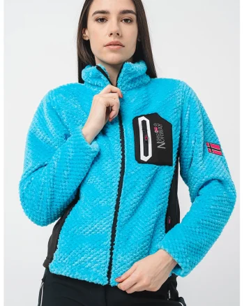 Bluza de trening cu fermoar si guler mediu, Albastru deschis