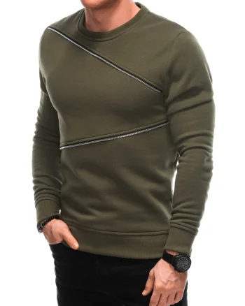 Bluza cu fermoare decorative  OM-SSNZ-22FW-005, Barbati, Kaki