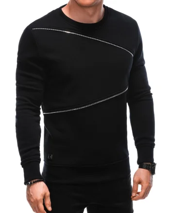 Bluza cu fermoare decorative  OM-SSNZ-22FW-005, Barbati, Negru