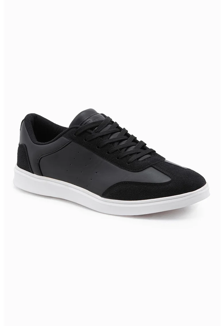 Pantofi sport de piele ecologica cu garnituri de piele intoarsa ecologica, Negru