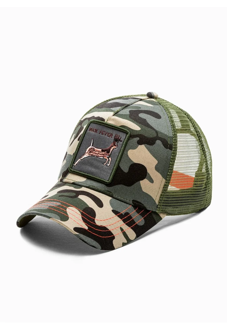 Sapca cu broderie Cerb  H127, Barbati, Ajustabila, Cu plasa, Camuflaj, Onesize