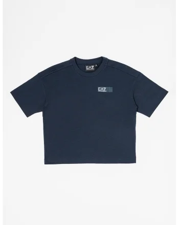 Tricou de bumbac cu decolteu la baza gatului, Albastru inchis
