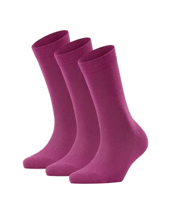 Set de sosete lungi din amestec de bumbac cu model uni - 3 perechi, Violet