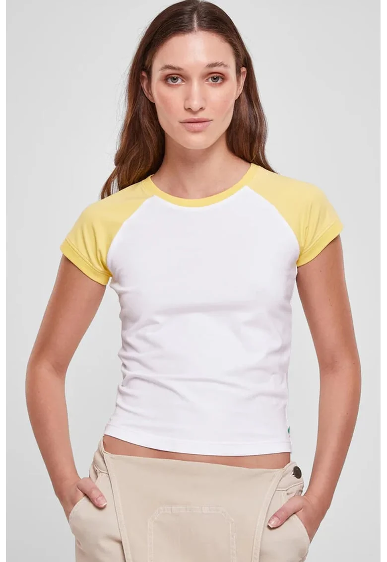 Tricou din amestec de bumbac organic, Alb/Galben
