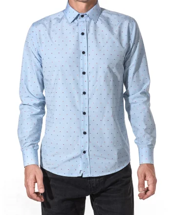 Camasa slim fit din amestec de bumbac, Albastru pastel