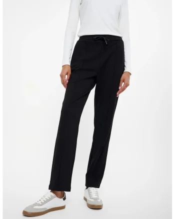 Pantaloni cu snur si buzunare laterale, Negru