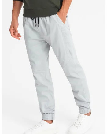 Pantaloni cu snur in talie, Gri deschis