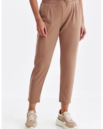 Pantaloni crop cu buzunare oblice, Maro deschis