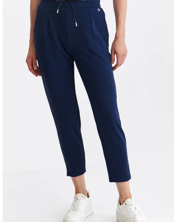 Pantaloni crop cu buzunare oblice, Bleumarin