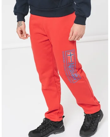 Pantaloni regular fit de trening cu logo Moffroy, Rosu vermillion