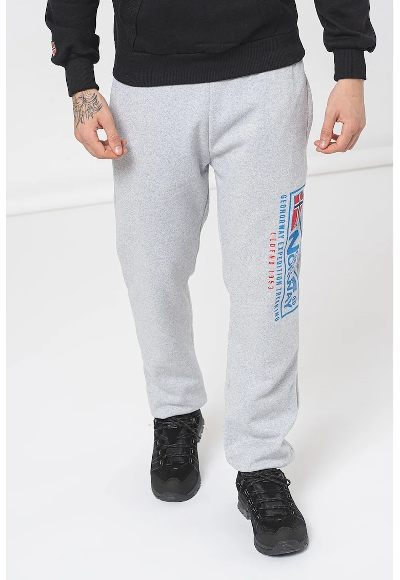 Pantaloni regular fit de trening cu logo Moffroy, Gri deschis melange