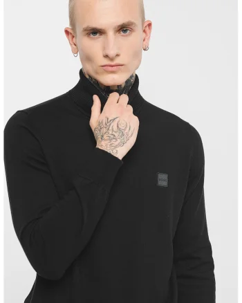 Pulover tricotat fin din amestec de bumbac Akiro, Negru