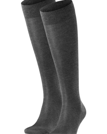 Set de sosete din amestec de bumbac organic, inalte pana la genunchi Tiago - 2 Pairs, Gri antracit