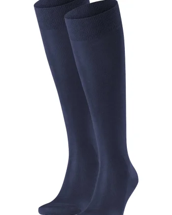 Set de sosete din amestec de bumbac organic, inalte pana la genunchi Tiago - 2 Pairs, Albastru inchis