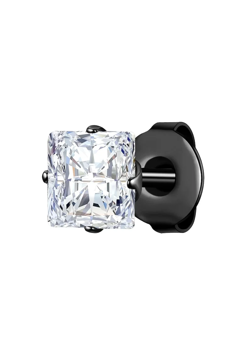 Cercel cu tija si cristal zirconia - 1 piesa, Negru