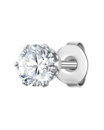 Cercel cu tija si cristal zirconia - 1 piesa, Argintiu