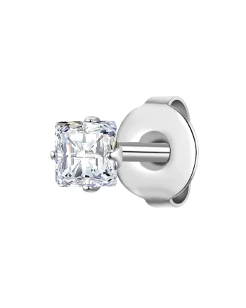 Cercel cu tija si cristal zirconia - 1 piesa, Argintiu
