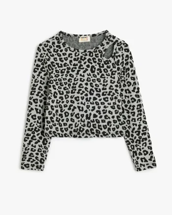 Bluza cu animal print, Gri