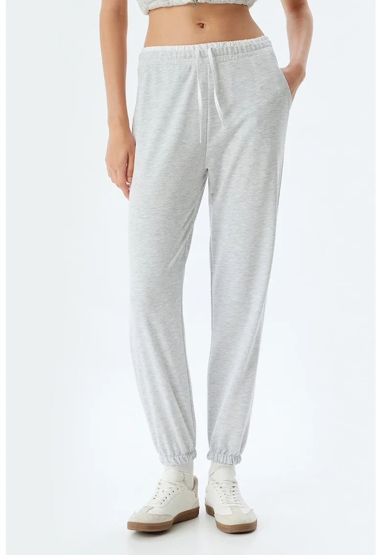 Pantaloni de trening cu buzunare oblice, Gri cenusiu