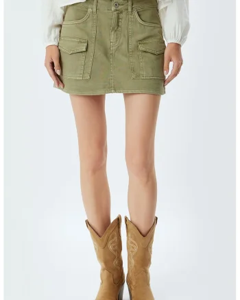 Fusta-pantalon cu buzunare, Kaki