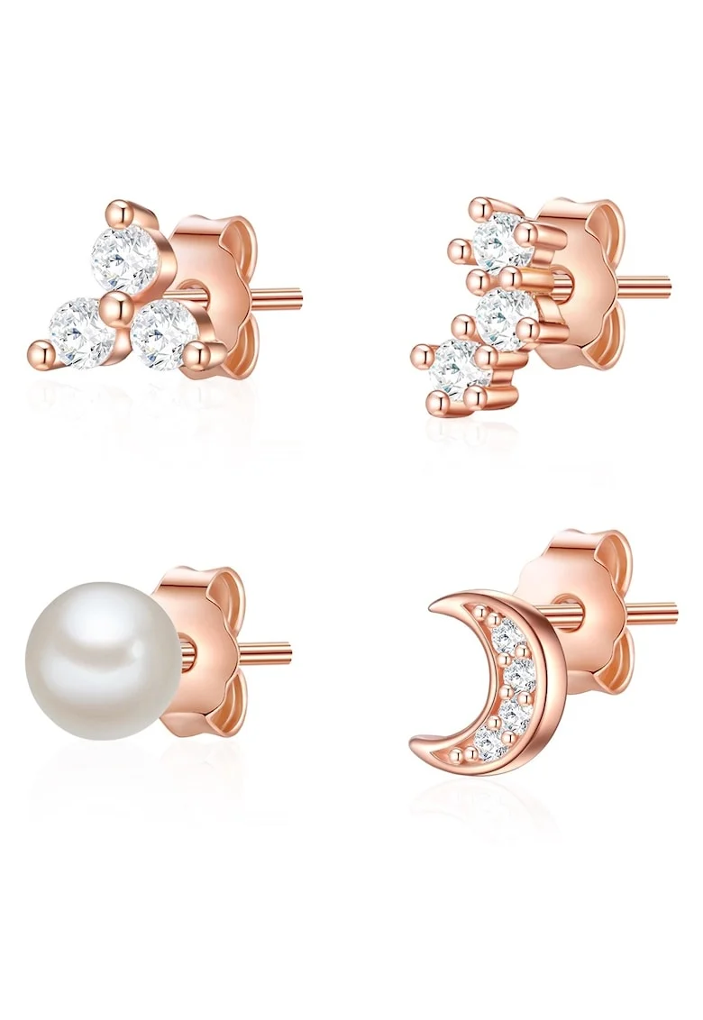 Set de cercei placati cu aur de 14k - 2 perechi, Auriu rose