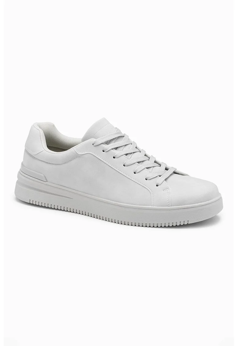 Pantofi sport low-cut de piele ecologica, Gri deschis
