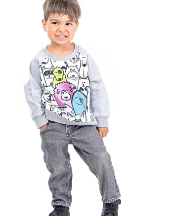 Bluza de trening cu decolteu la baza gatului si maneci raglan, Gri deschis melange