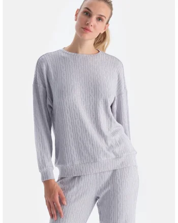 Bluza de trening cu maneci cazute, Gri deschis