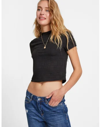 Tricou crop, Negru