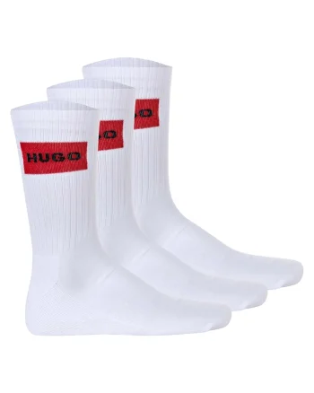 Set de sosete lungi cu logo - 3 perechi, Alb