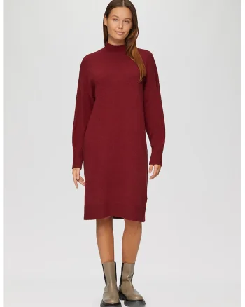 Rochie-pulover din amestec de bumbac, Visiniu
