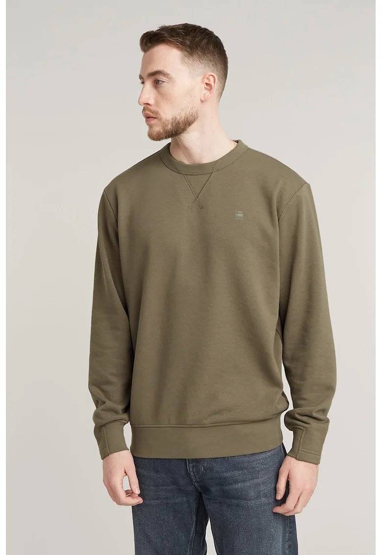 Bluza de trening din amestec de bumbac organic, Verde feriga