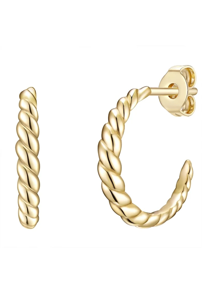 Cercei placati cu aur de 14K, cu design rasucit, Auriu/Galben