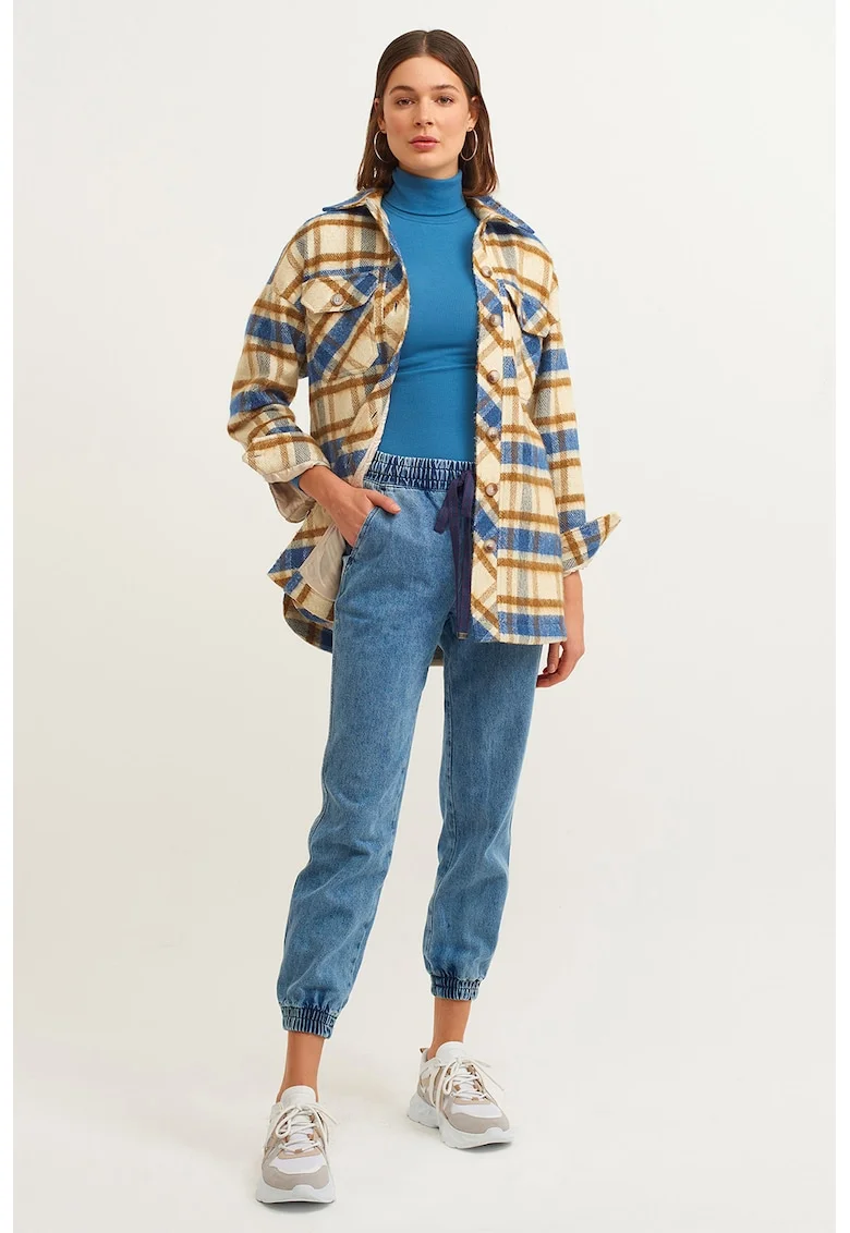Pantaloni jogger cu buzunare laterale Carmen, Albastru