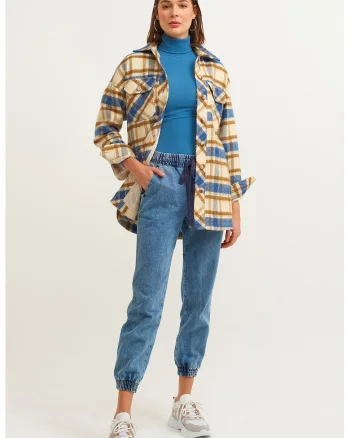 Pantaloni jogger cu buzunare laterale Carmen, Albastru