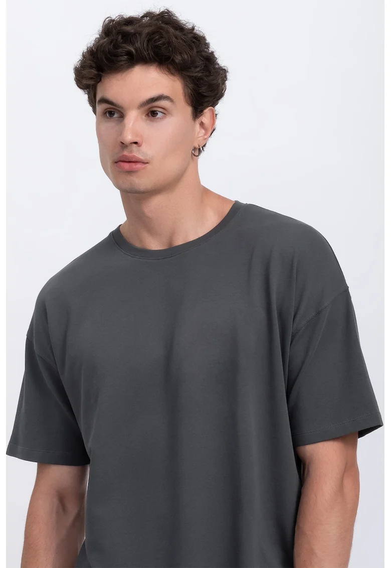 Tricou lejer unisex cu maneci cazute, Negru stins