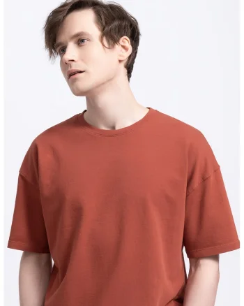 Tricou lejer unisex cu maneci cazute, Caramiziu