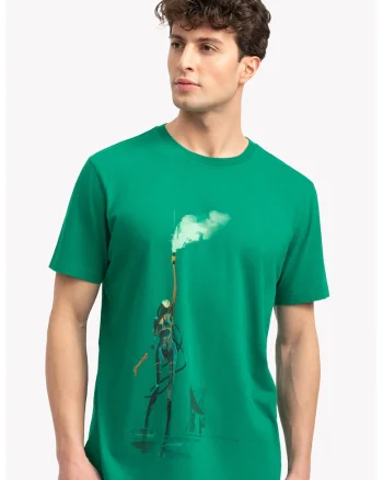 Tricou unisex din bumbac cu imprimeu, Verde aquamarin