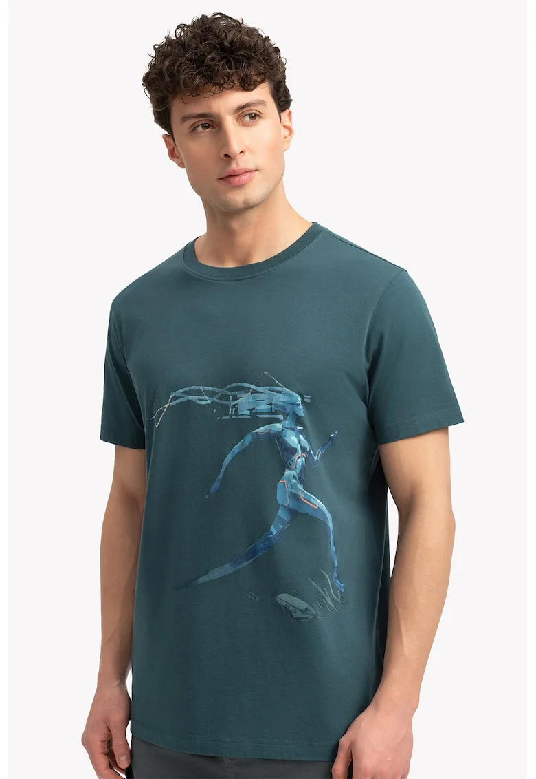 Tricou unisex din bumbac cu imprimeu grafic Act, Albastru petrol