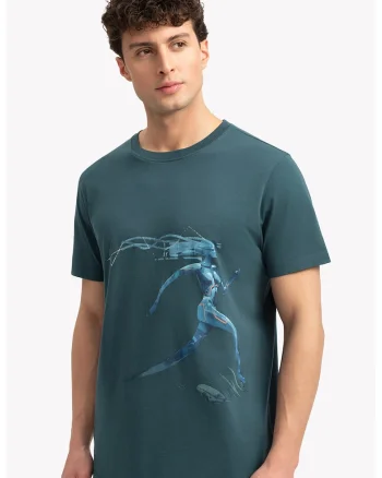 Tricou unisex din bumbac cu imprimeu grafic Act, Albastru petrol