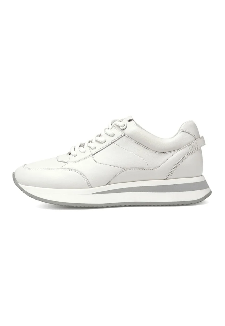 Pantofi sport de piele cu sireturi, Alb fildes