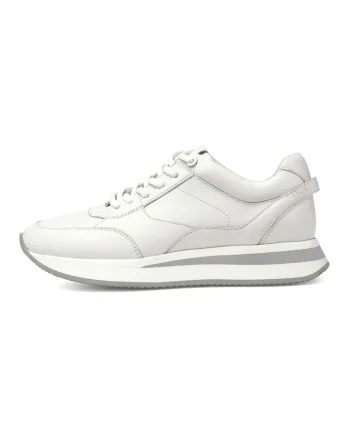 Pantofi sport de piele cu sireturi, Alb fildes