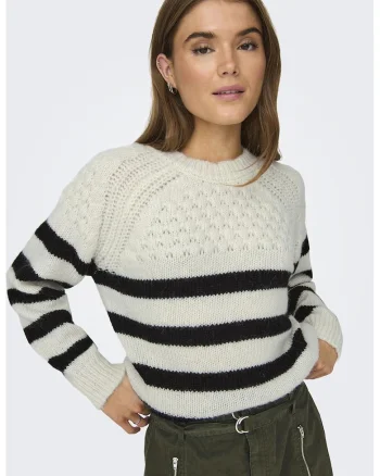 Pulover cu maneci raglan, Alb/Negru
