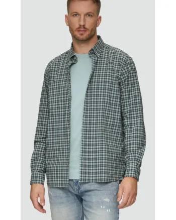 Camasa barbati cu imprimeu in carouri, croiala Regular fit,  Verde, Verde