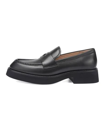 Pantofi loafer de piele cu varf rotund, Negru