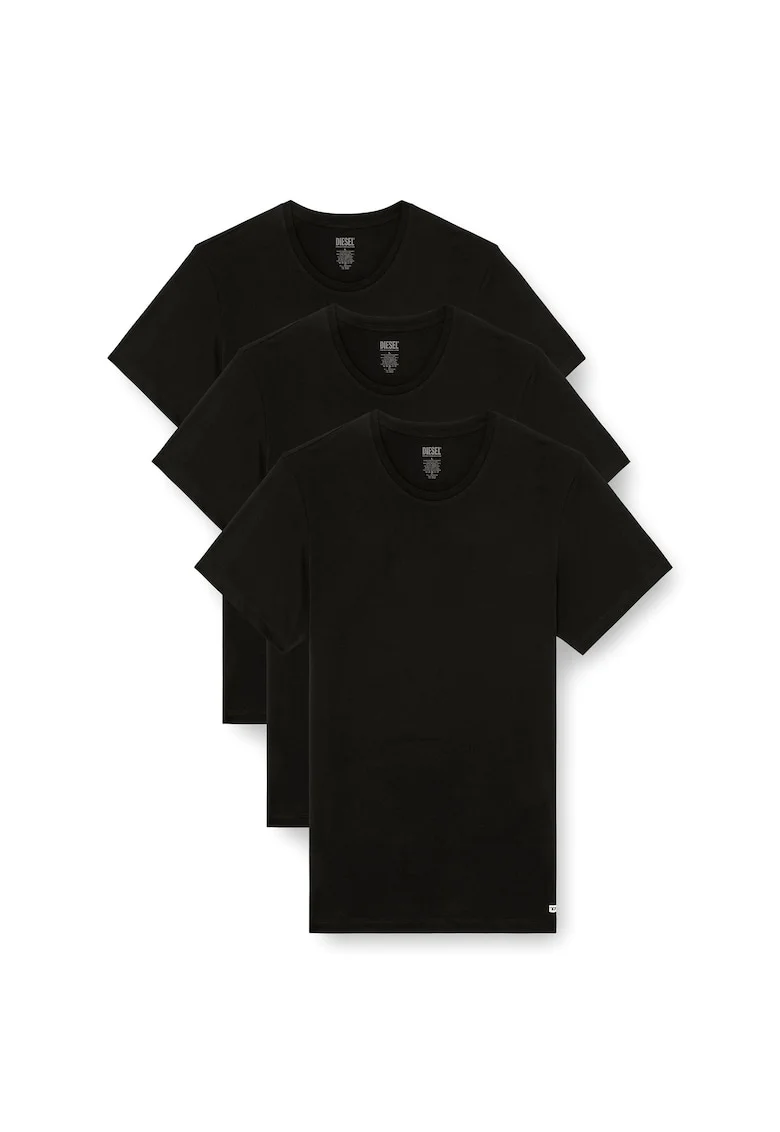 Set de tricouri de casa cu decolteu la baza gatului Randal - 3 piese, Negru